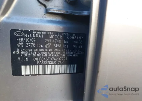 2007 Hyundai Azera Limited/Se from USA, damaged, VIN KMHFC46F07A207721